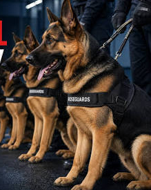Roseguards K9 unit in formation with handlers